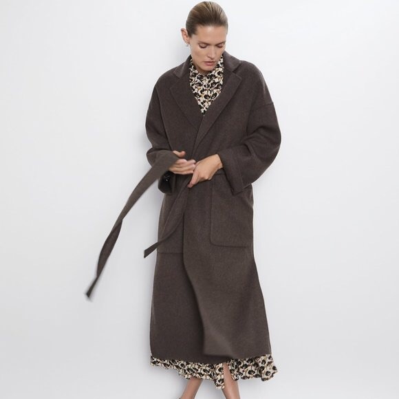 Zara Patch Pocket Coat in Sand/Brown Small, NWOT - Picture 6 of 11